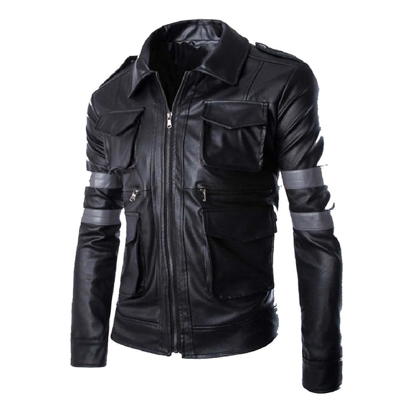 Resident Evil 6 Leon Kennedy Black Leather Jacket