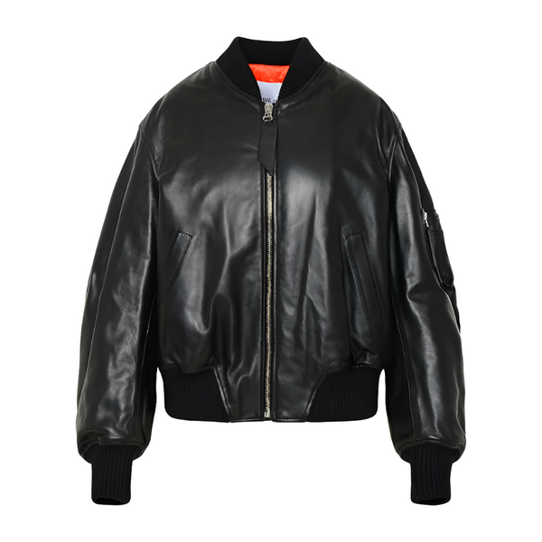 Linda Black Leather Bomber Jacket | Leather Jacket