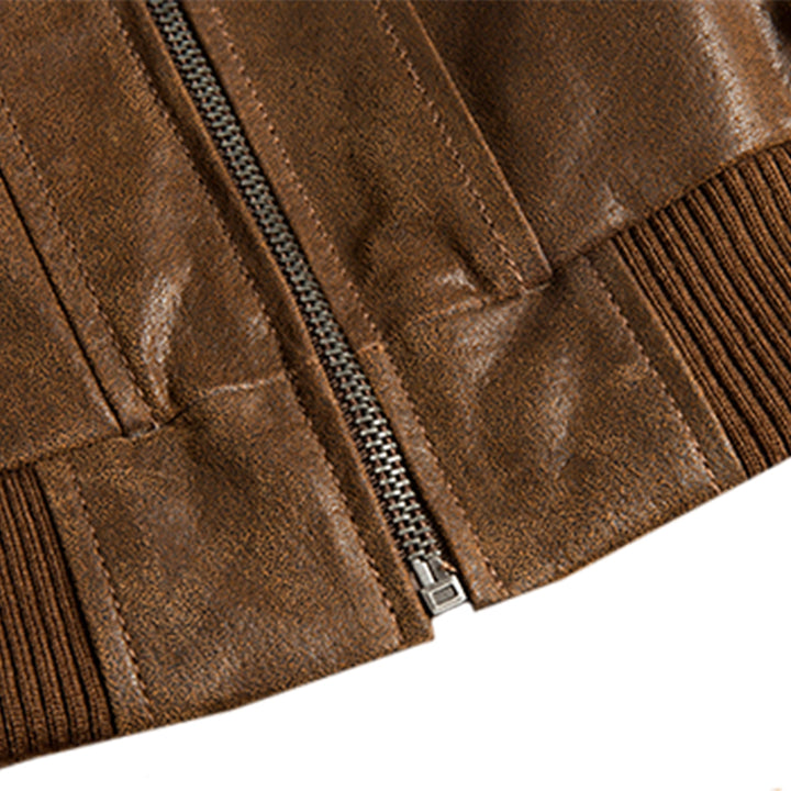 Brown Removable Hood Motorcycle Leather Jacket | Echo Leather