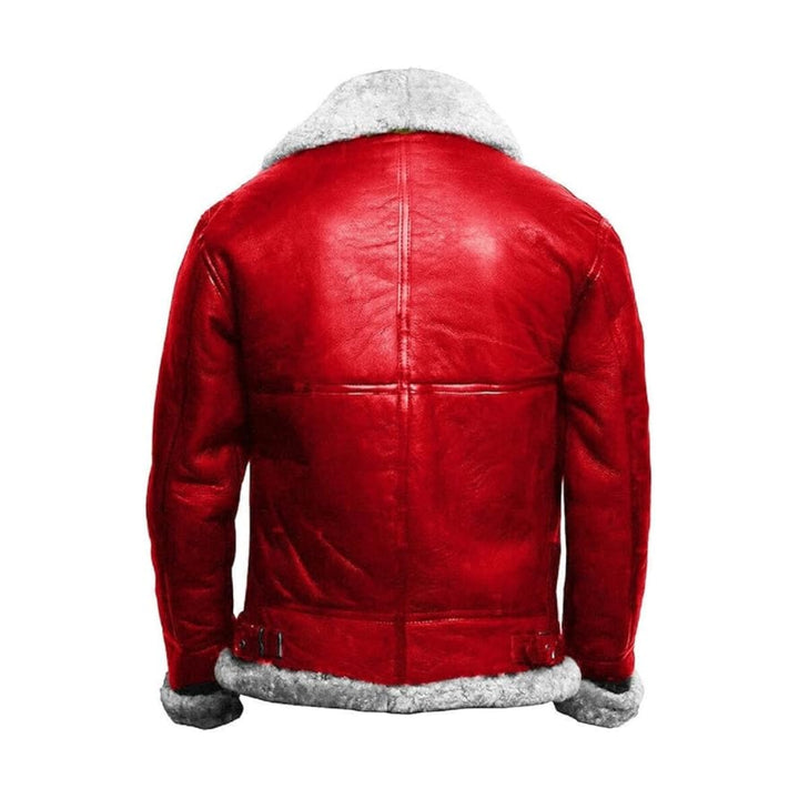 Christmas Red A2 Bomber Aviator Fur Leather Jacket | Echo Leather