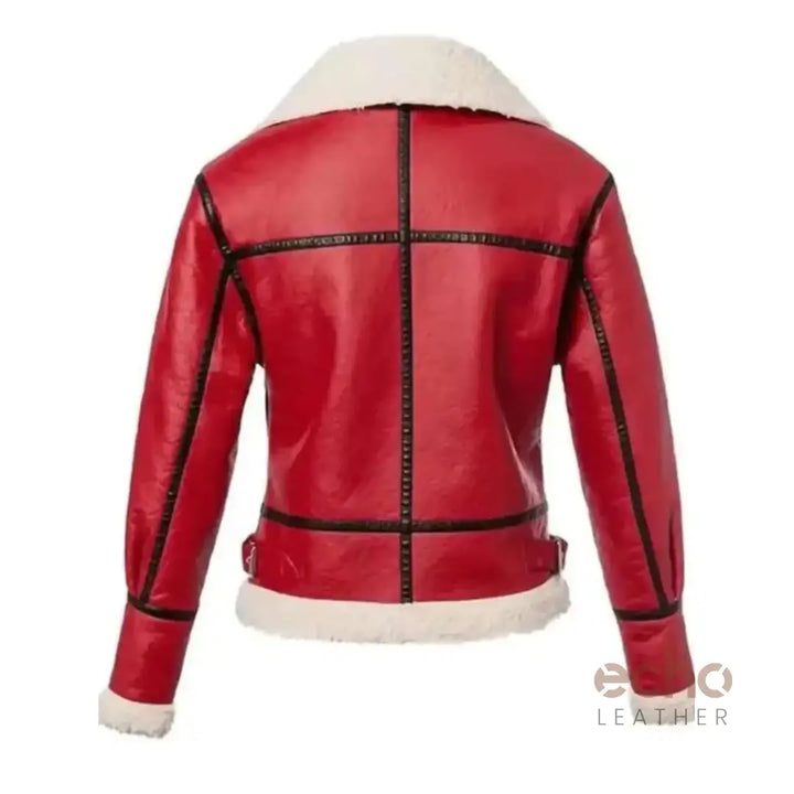 Christmas Red Shearling Leather Jacket | Echo Leather