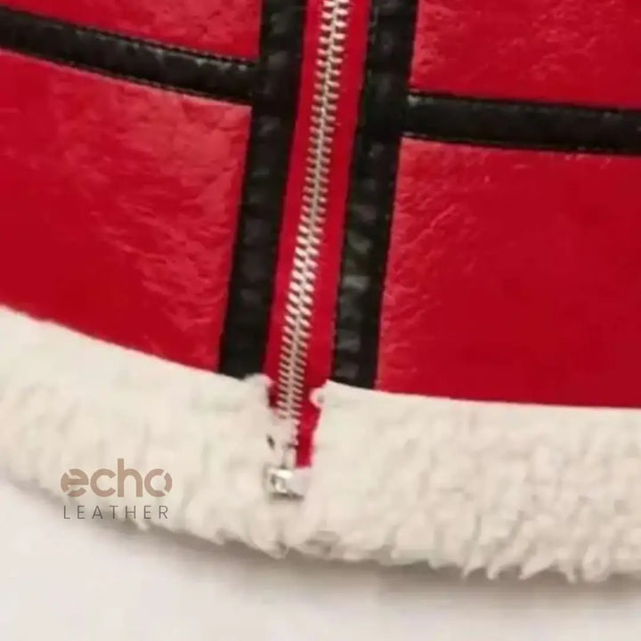 Christmas Red Shearling Leather Jacket | Echo Leather