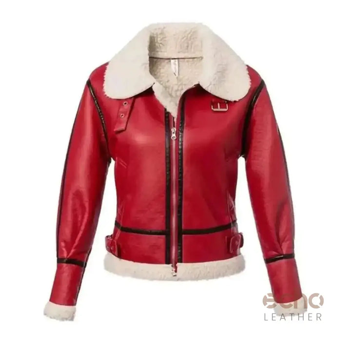 Christmas Red Shearling Leather Jacket | Echo Leather