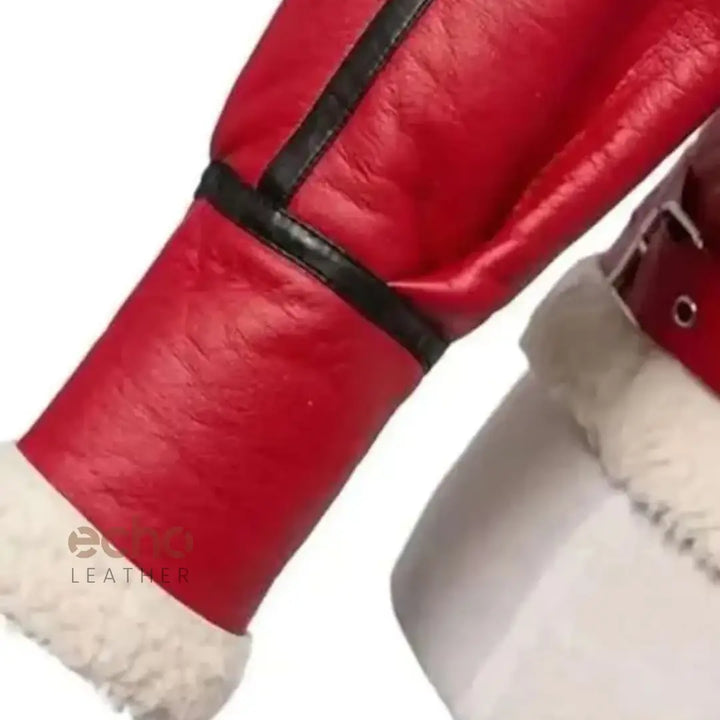 Christmas Red Shearling Leather Jacket | Echo Leather