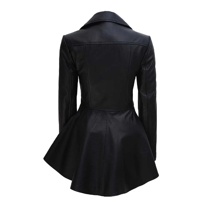 Clarissa Womens Black Peplum Leather Jacket | Leather Jacket