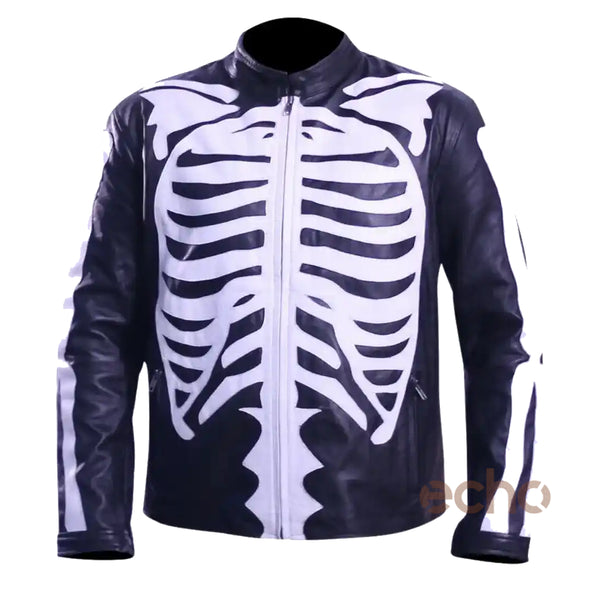 Halloween Skeleton Bones Leather Jacket