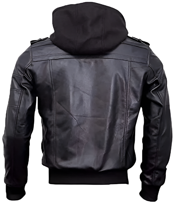 Men's Black Bomber Hooded Leather Jacket | Echo Leather