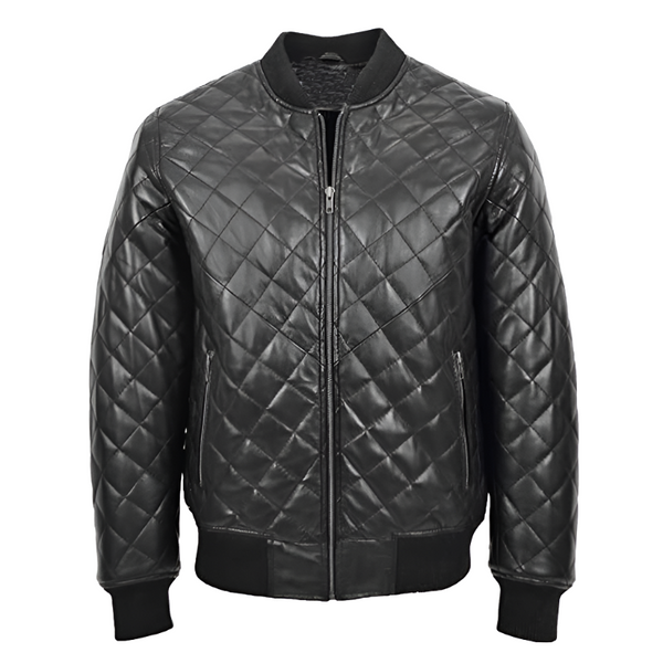 Gregory Black Quilted Bomber Leather Jacket | Echo Leather