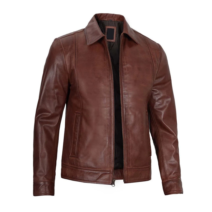 Men's Brown Real Leather Biker Jacket | Echo Leather