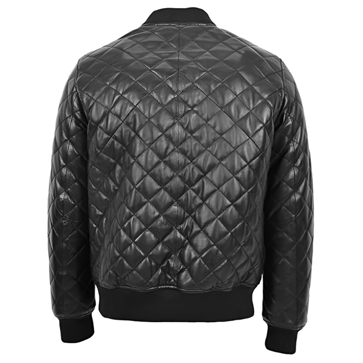 Gregory Black Quilted Bomber Leather Jacket | Echo Leather