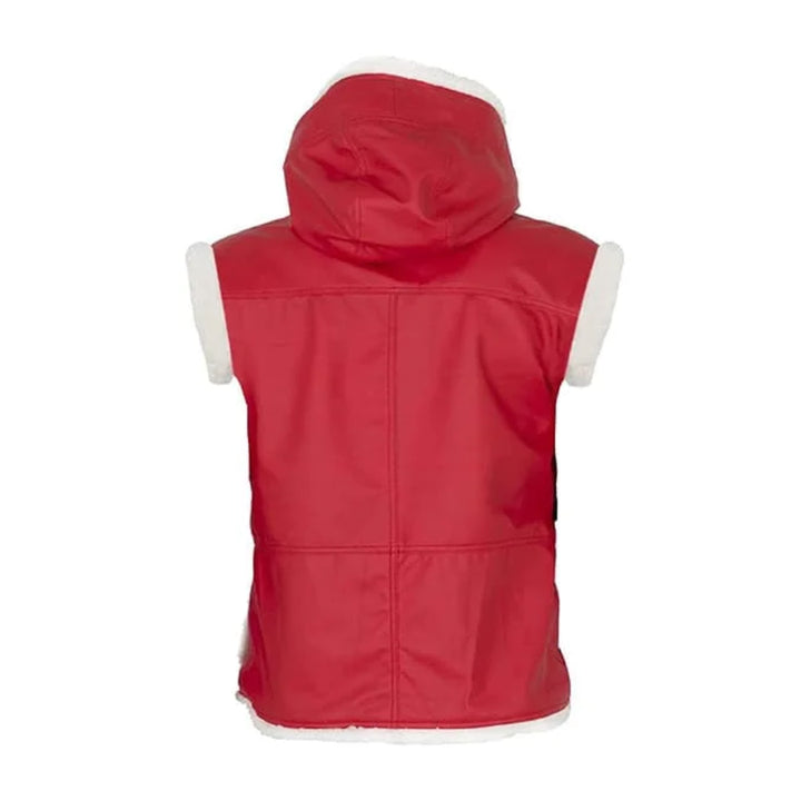 Santa Claus Christmas Hooded Red Leather Vest | Echo Leather