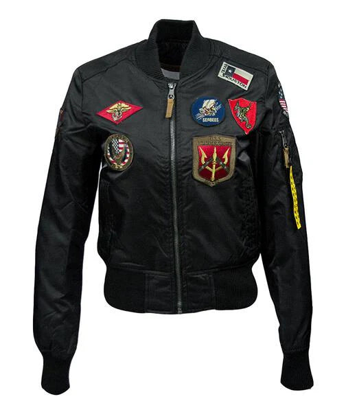 MA-1 Miss Top Gun Bomber Jacket With Patches | Echo Leather