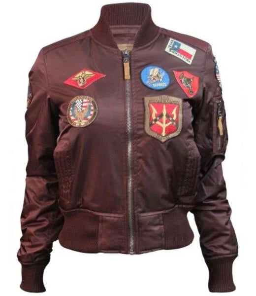 MA-1 Miss Top Gun Bomber Jacket With Patches | Echo Leather