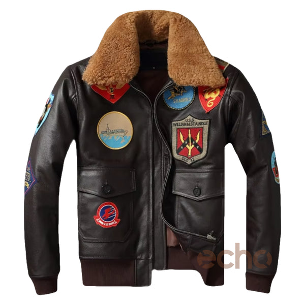 Tom Cruise Maverick Top Gun Fur Collar Leather Jacket | Echo Leather