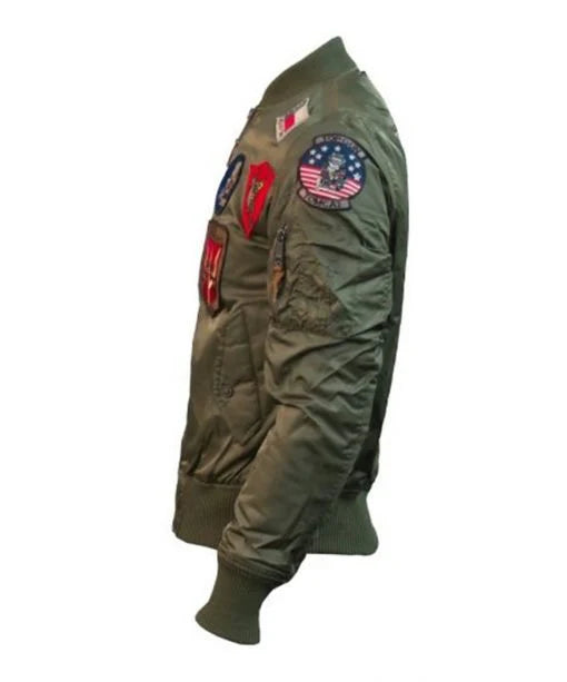 Top Gun Bomber Jacket With Patches | Echo Leather