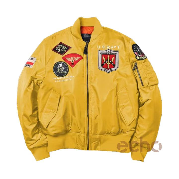 Men's MA-1 Aviator Military Pilot Thick Bomber Jacket | Echo Leather