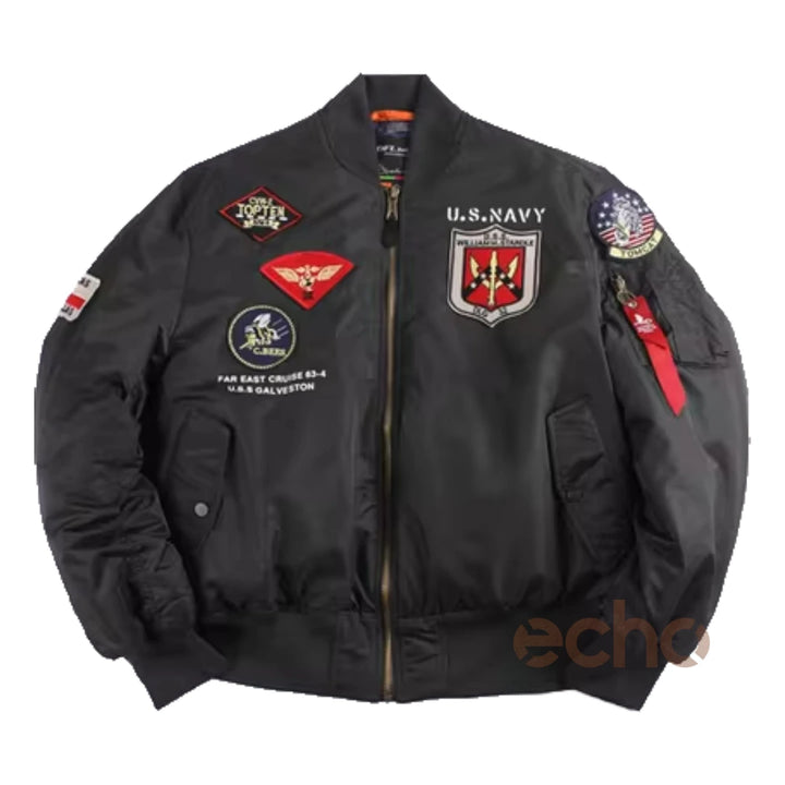 Men's MA-1 Aviator Military Pilot Thick Bomber Jacket | Echo Leather
