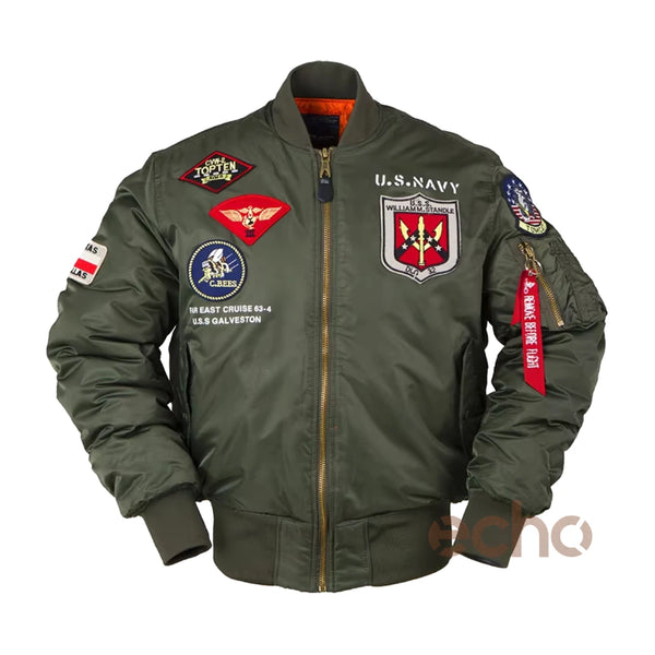 Men's MA-1 Aviator Military Pilot Thick Bomber Jacket | Echo Leather