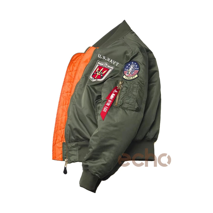 Men's MA-1 Aviator Military Pilot Thick Bomber Jacket | Echo Leather