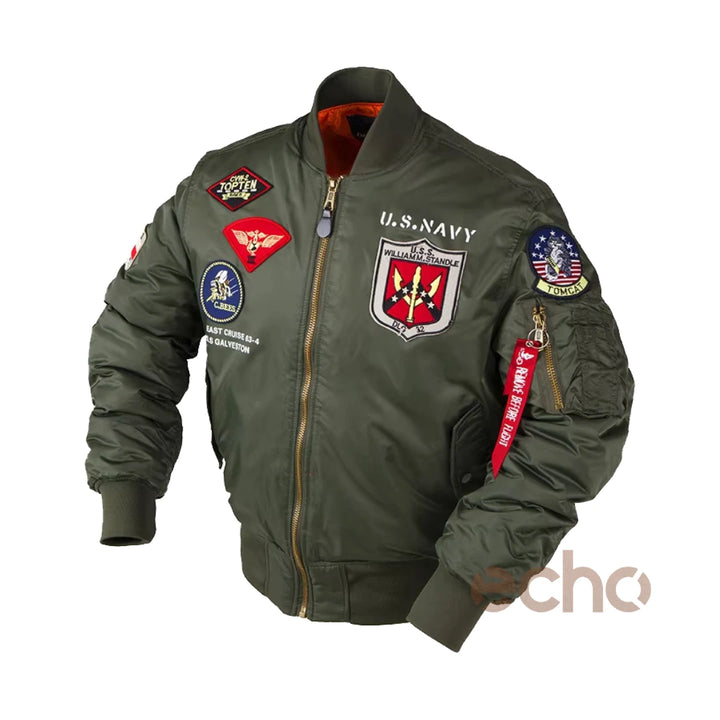 Men's MA-1 Aviator Military Pilot Thick Bomber Jacket | Echo Leather