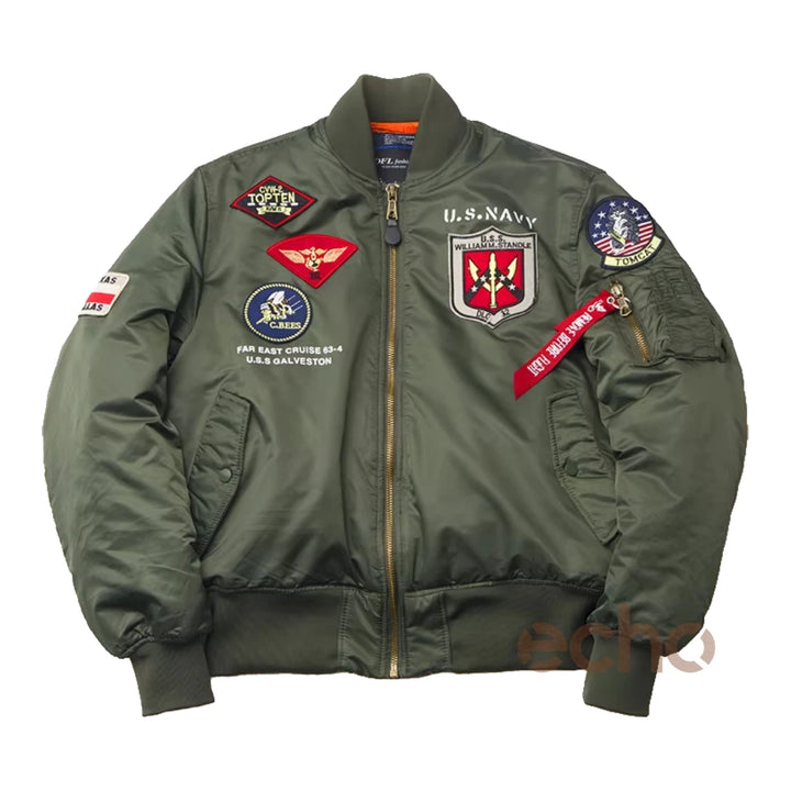 Men's MA-1 Aviator Military Pilot Thick Bomber Jacket | Echo Leather