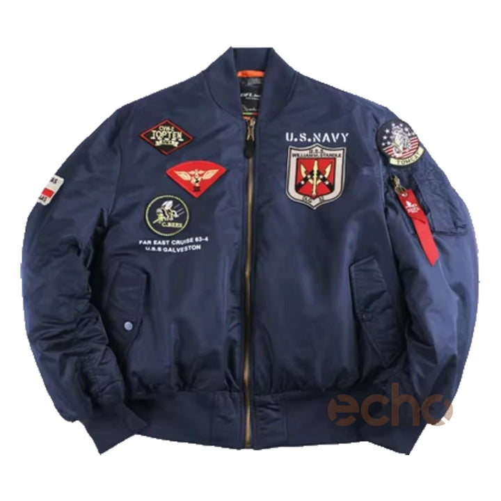 Men's MA-1 Aviator Military Pilot Thick Bomber Jacket | Echo Leather