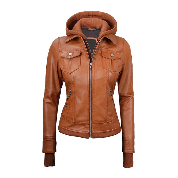 Tralee Womens Tan Wax Bomber Leather Jacket | Echo Leather