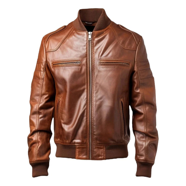 Vintage Brown Bomber Leather Jacket | Echo Leather