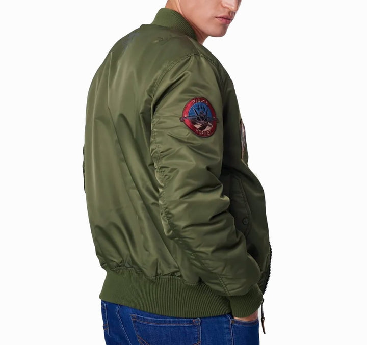 Top Gun Bomber Jacket With Patches | Echo Leather