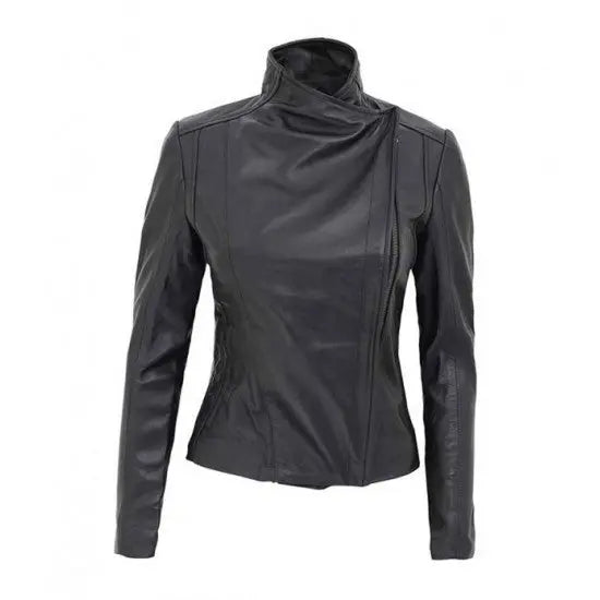 Women's Black Fitted Genuine Leather Jacket | Echo Leather