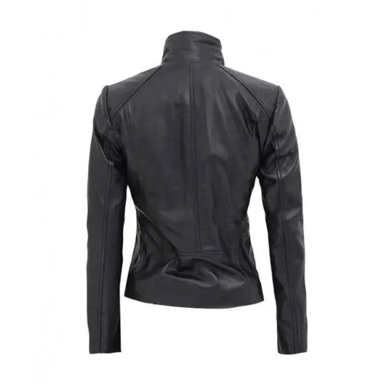 Women's Black Fitted Genuine Leather Jacket | Echo Leather