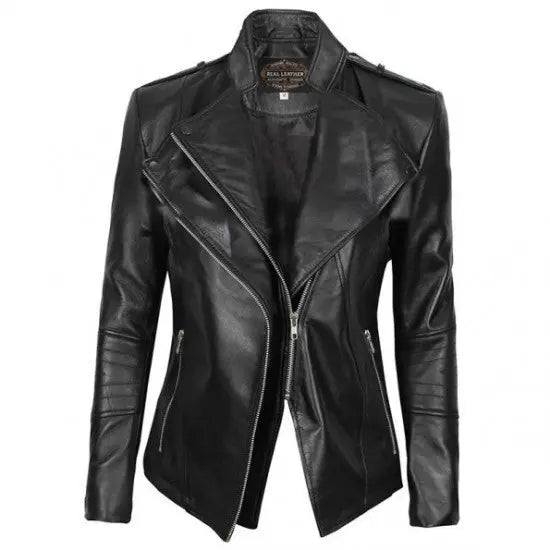 Women's Black Motorcycle Genuine Leather Jacket | Echo Leather