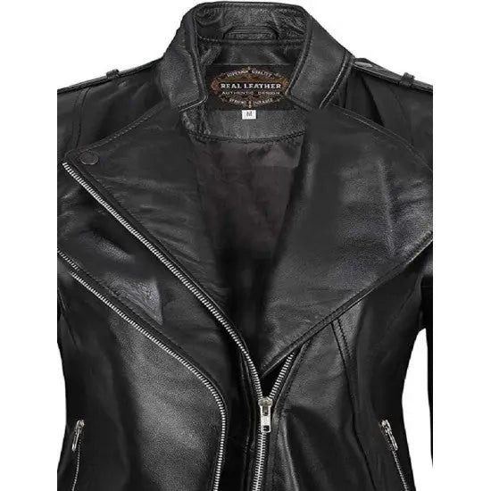 Women's Black Motorcycle Genuine Leather Jacket | Echo Leather