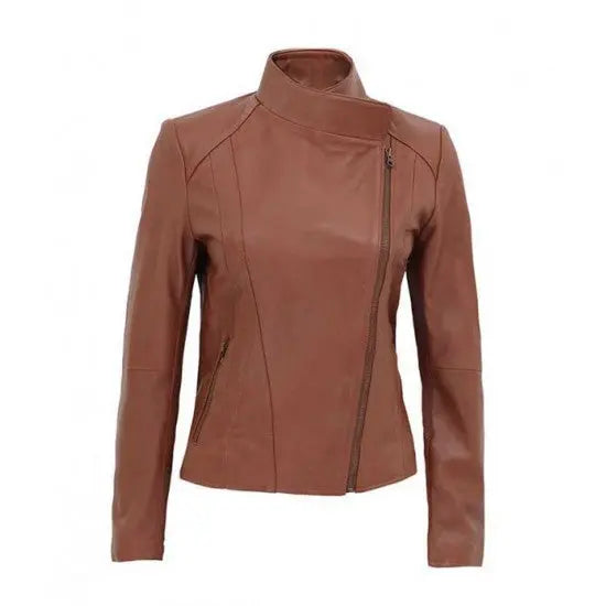 Women's Brown Fitted Genuine Leather Jacket | Echo Leather