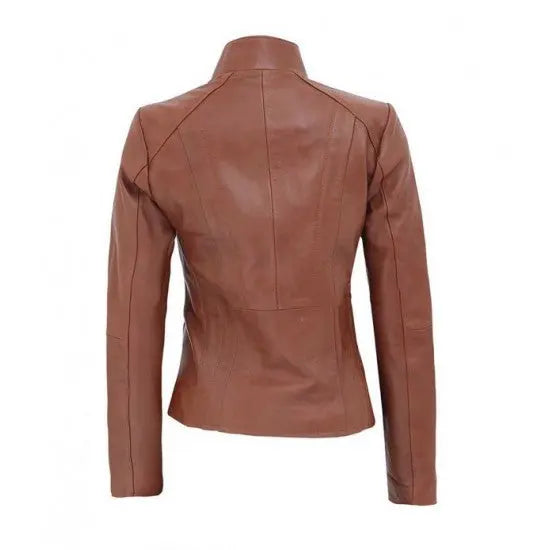 Women's Brown Fitted Genuine Leather Jacket | Echo Leather