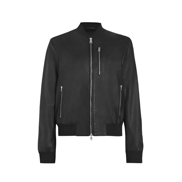 Ashley Black Bomber Leather Jacket | Leather Jacket