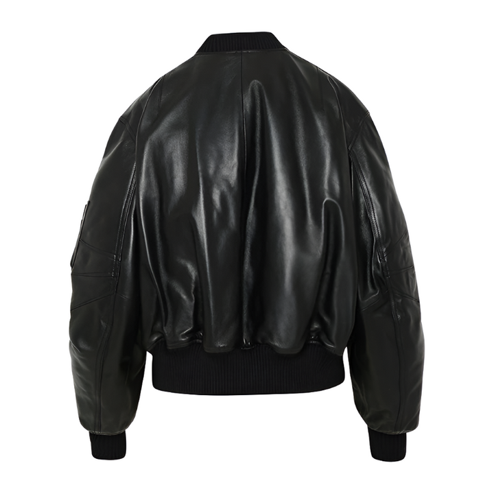 Linda Black Leather Bomber Jacket | Leather Jacket