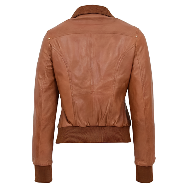 Lisa Brown Bomber Leather Jacket | Leather Jacket