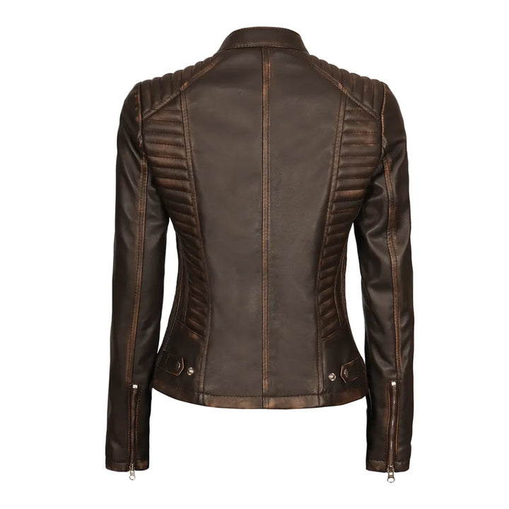 Womens Dark Brown Real Leather Jacket | Echo Leather