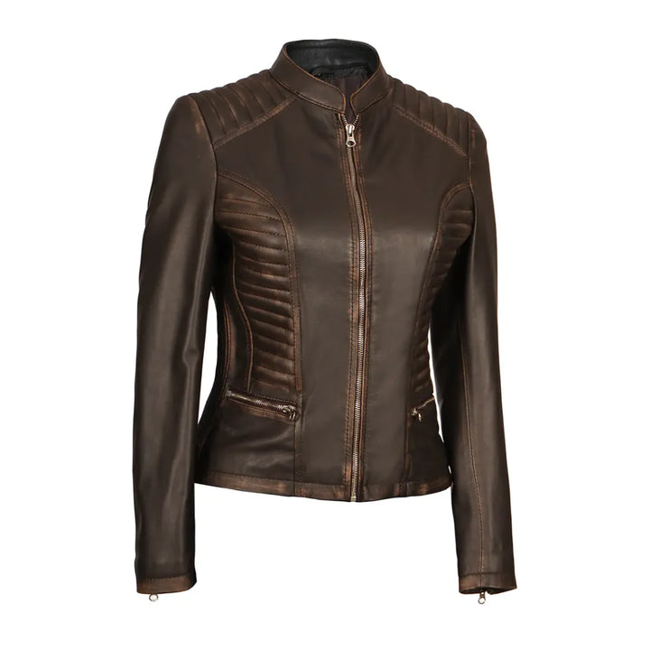 Womens Dark Brown Real Leather Jacket | Echo Leather