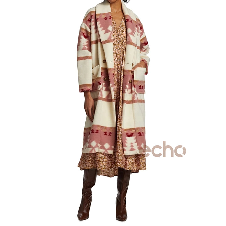 Yellowstone Beth Dutton Pink Printed Coat | Echo Leather