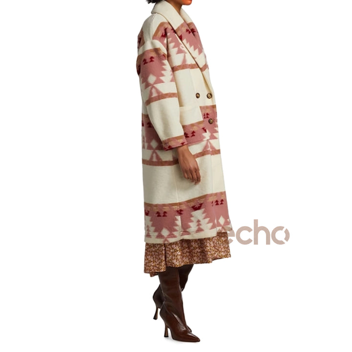 Yellowstone Beth Dutton Pink Printed Coat | Echo Leather