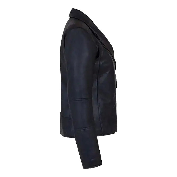 Black Motorcycle Slim fit Lapel Collar Jacket - Echo Leather