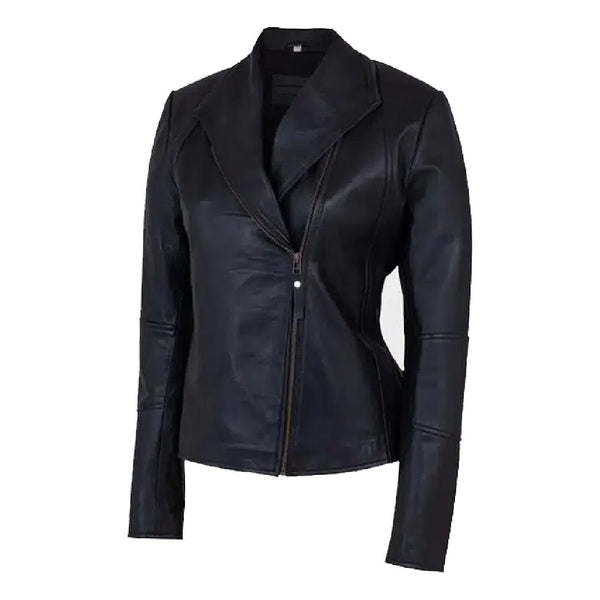 Black Motorcycle Slim fit Lapel Collar Jacket - Echo Leather