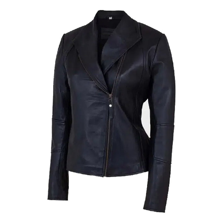 Black Motorcycle Slim fit Lapel Collar Jacket - Echo Leather