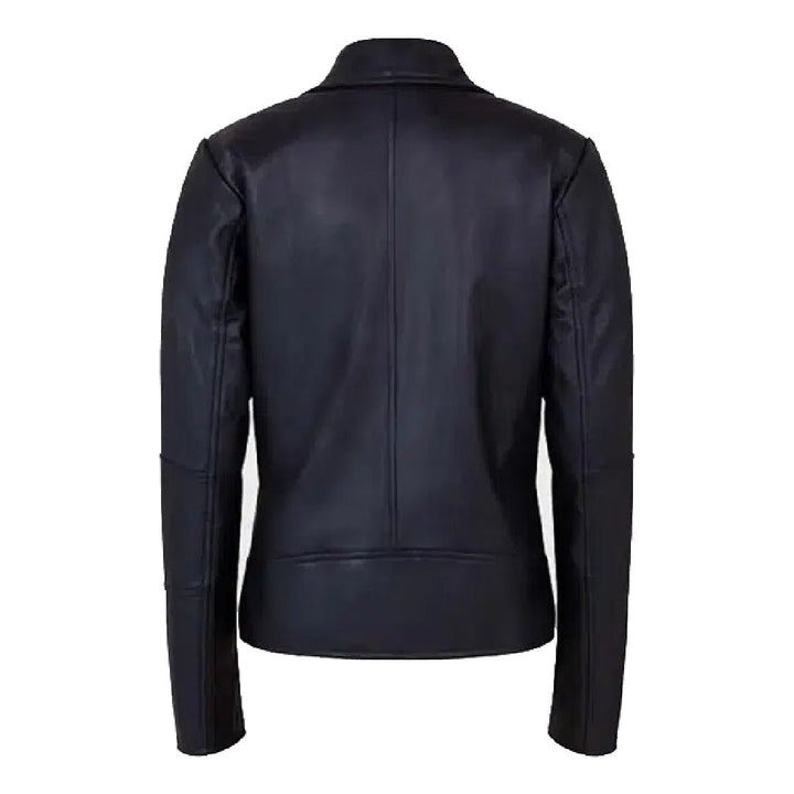 Black Motorcycle Slim fit Lapel Collar Jacket - Echo Leather