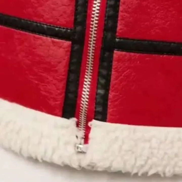 Christmas Red Shearling Leather Jacket | Echo Leather