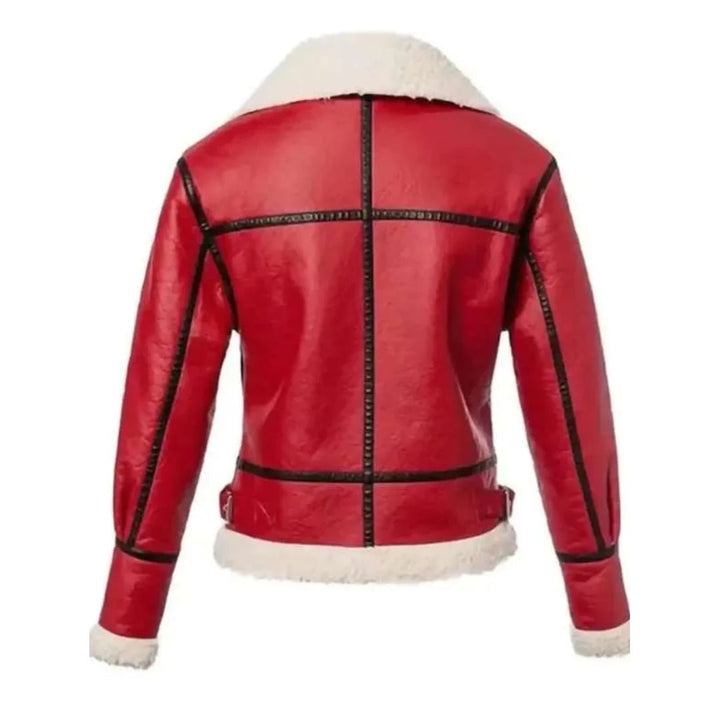 Christmas Red Shearling Leather Jacket | Echo Leather