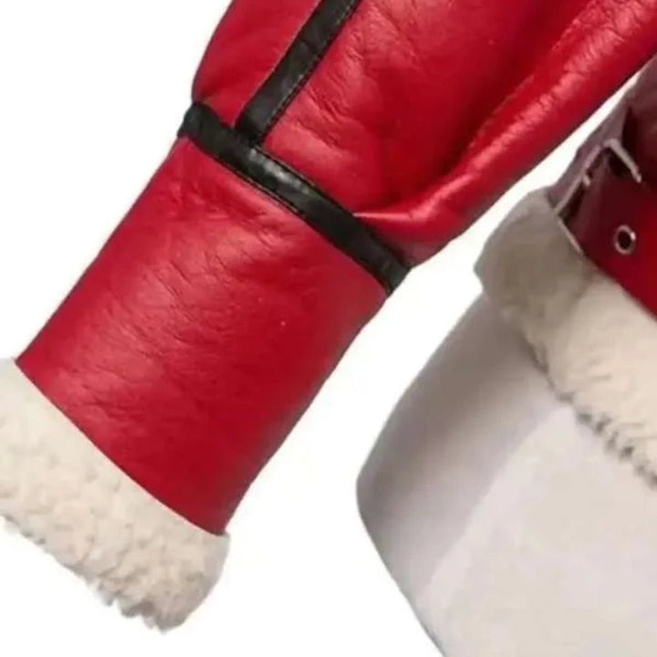 Christmas Red Shearling Leather Jacket | Echo Leather