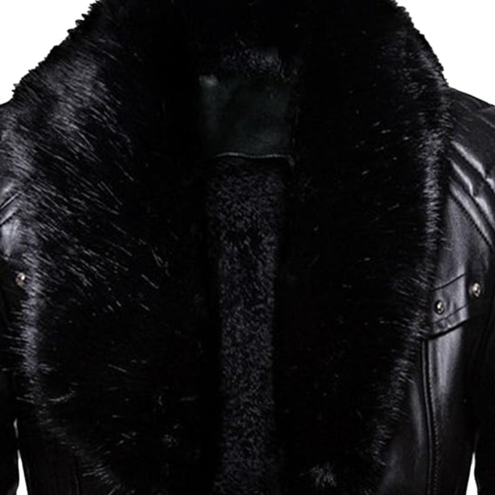 Christmas Removable Fur Collar Real Leather Jacket | Echo Leather